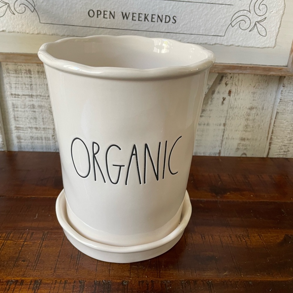 Rae Dunn Organic White Ceramic Planter